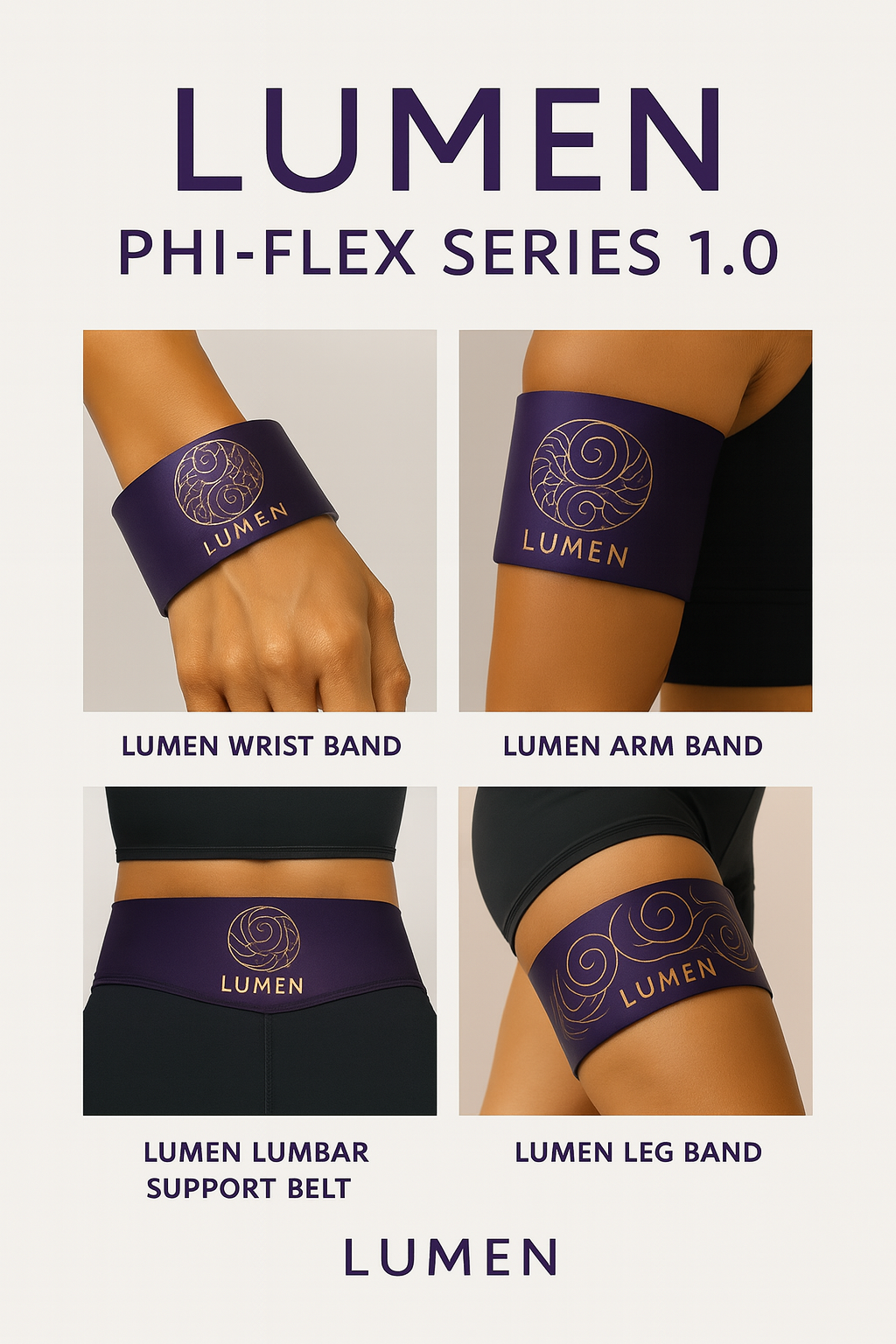 LUMEN PHI-FLEX SERIES 1.0 - Versatile band placements for wrist, arm, lumbar support, and leg